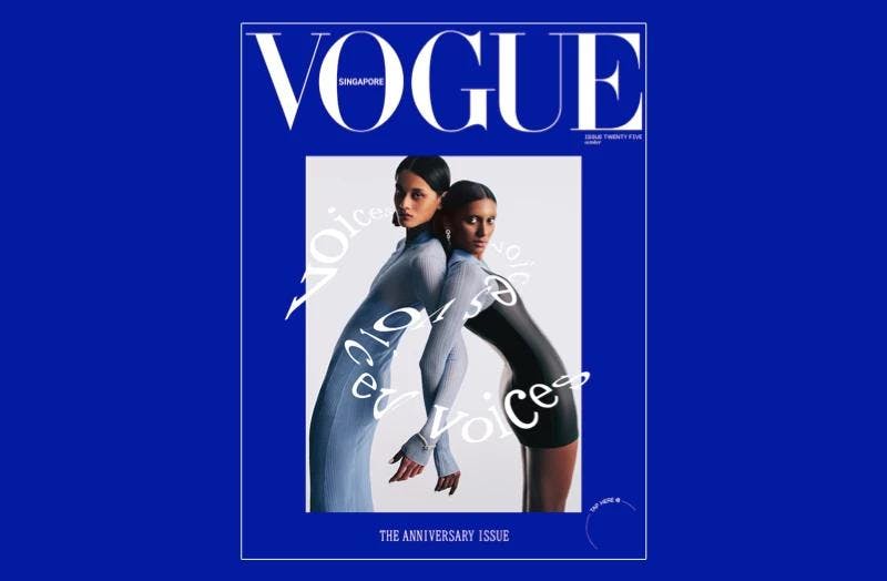 Vogue Singapore's anniversary cover featuring an NFC-enabled Continuity™ Chip.